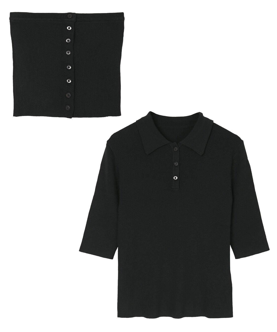 ur's「リブニットポロ&times;ビスチェセット」|ポロシャツ|