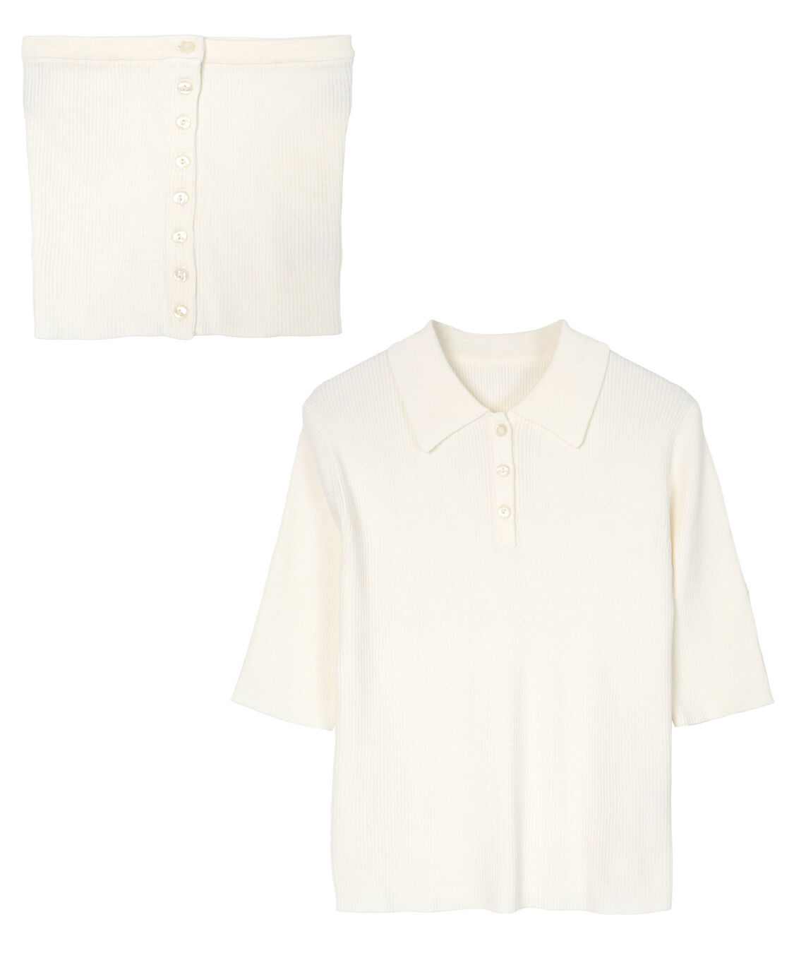 ur's「リブニットポロ&times;ビスチェセット」|ポロシャツ|