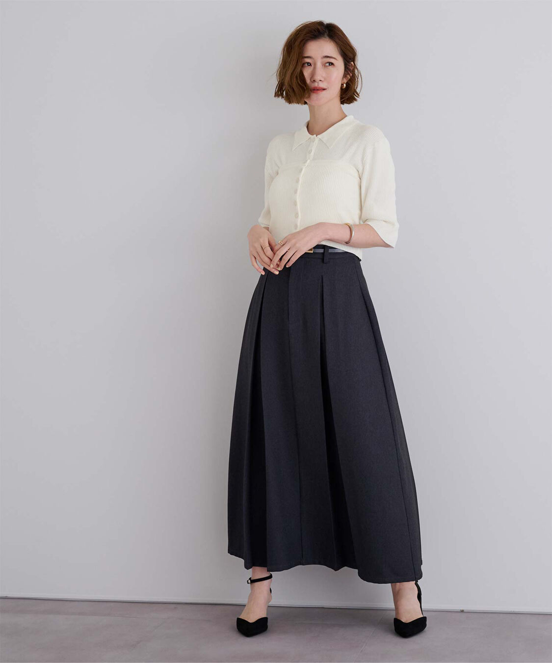 ur's「リブニットポロ&times;ビスチェセット」|ポロシャツ|