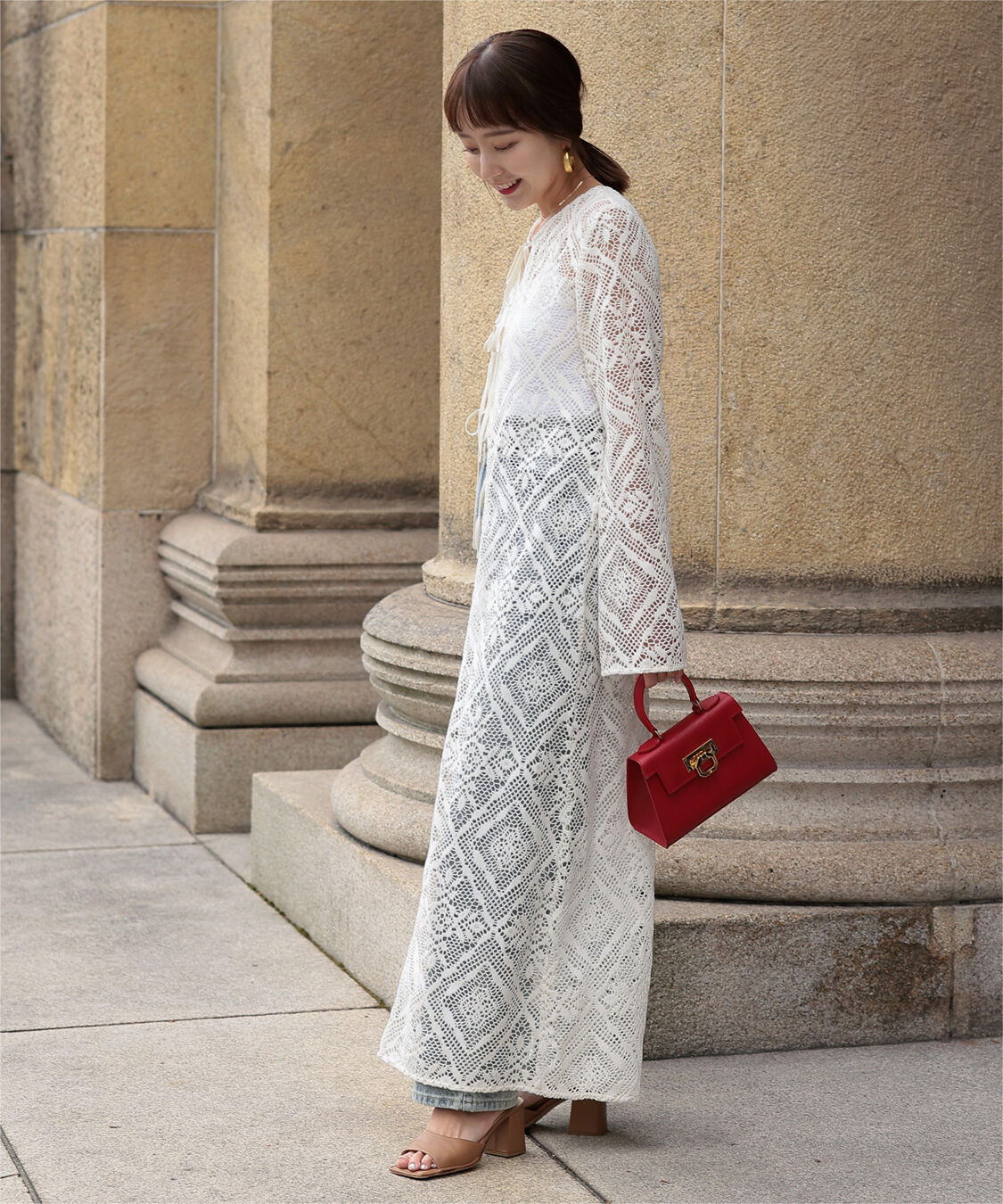 titivate「【さやかさんS/Sコラボアイテム】前後2wayレースロングガウン」|カーディガン|