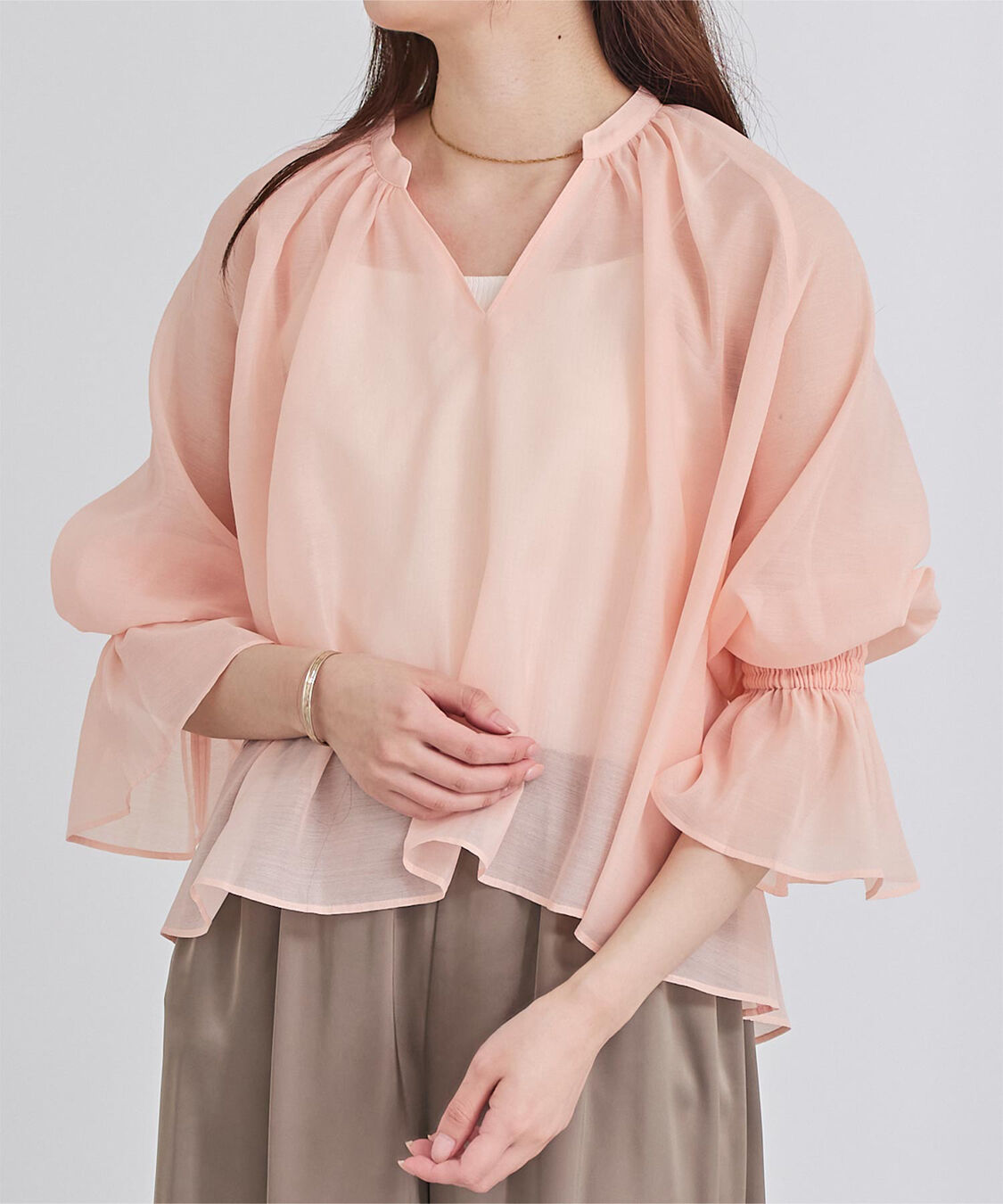 ur's「フレアスリーブスキッパーシアーブラウス」|シャツ・ブラウス|