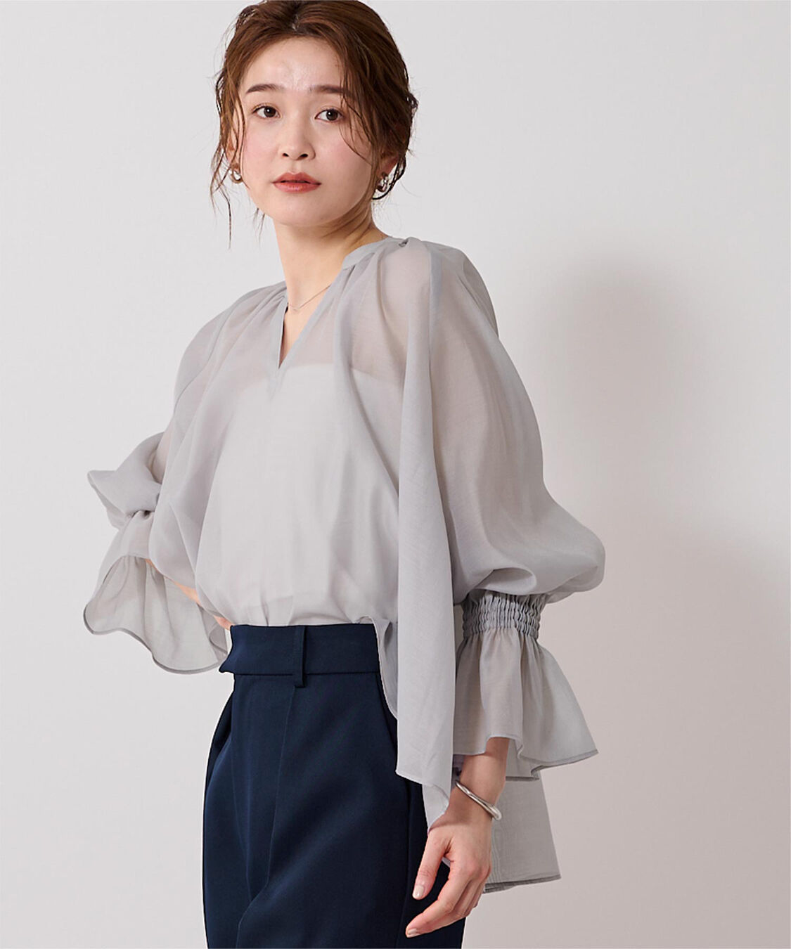ur's「フレアスリーブスキッパーシアーブラウス」|シャツ・ブラウス|