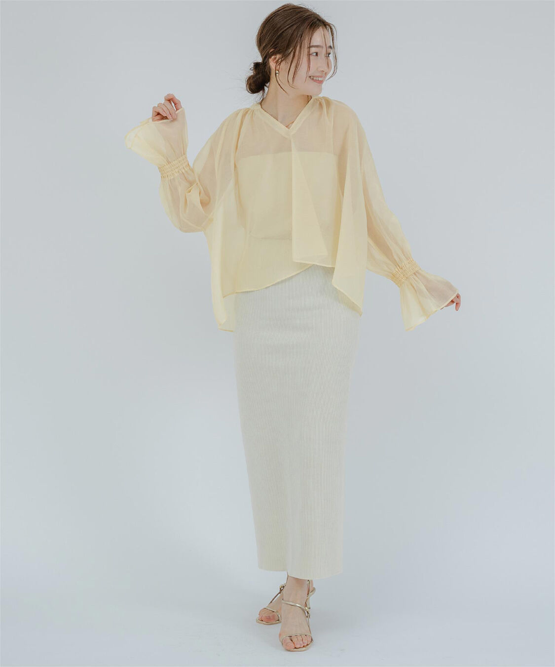 ur's「フレアスリーブスキッパーシアーブラウス」|シャツ・ブラウス|