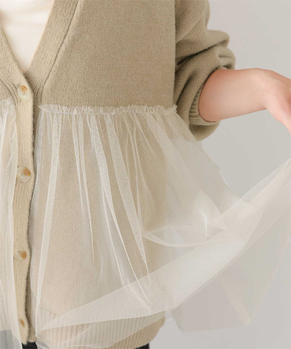 titivate「チュールドッキングVネックニットカーディガン」|カーディガン|