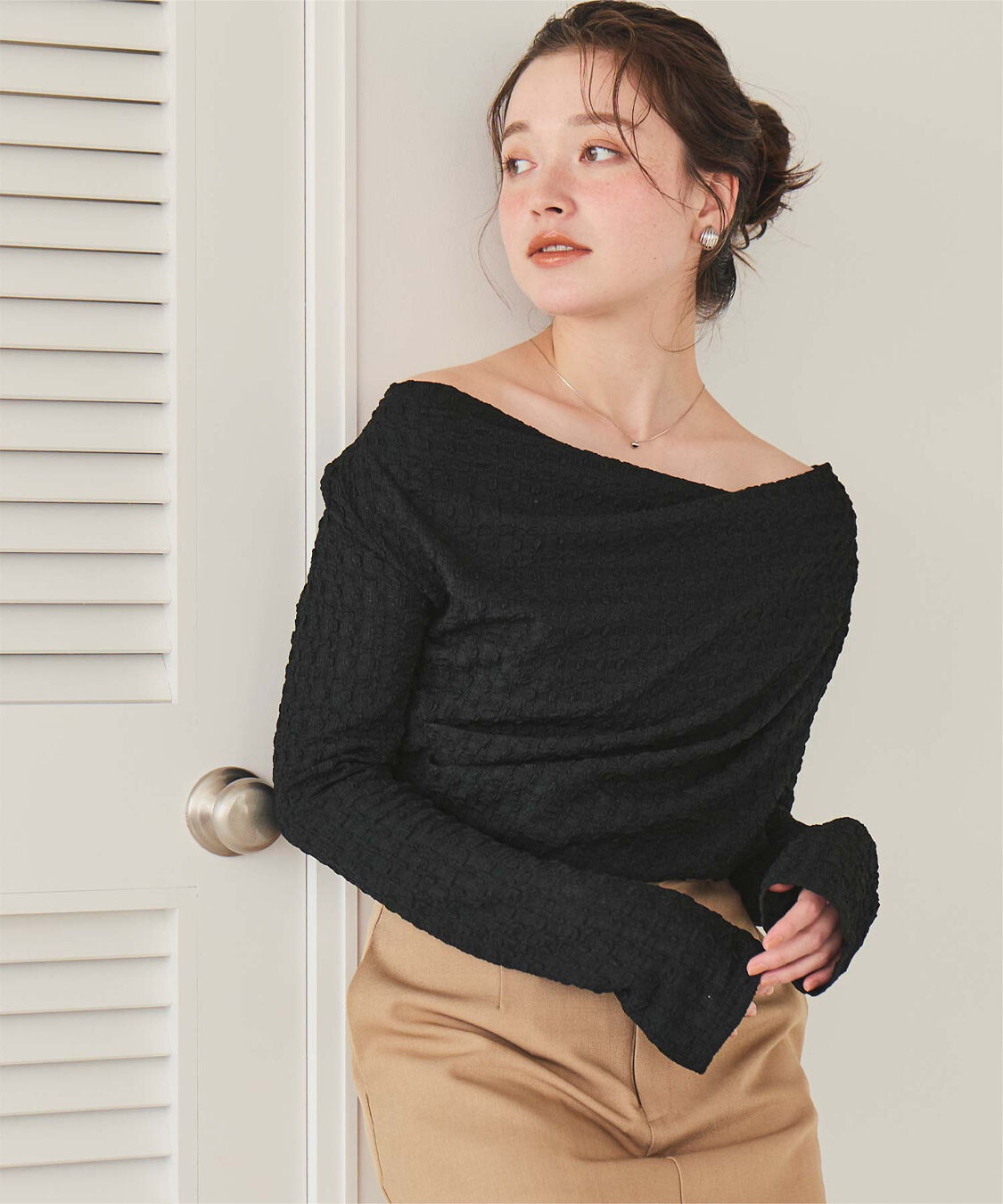 titivate「ドレープデザインロングスリーブトップス」|Tシャツ・カットソー|