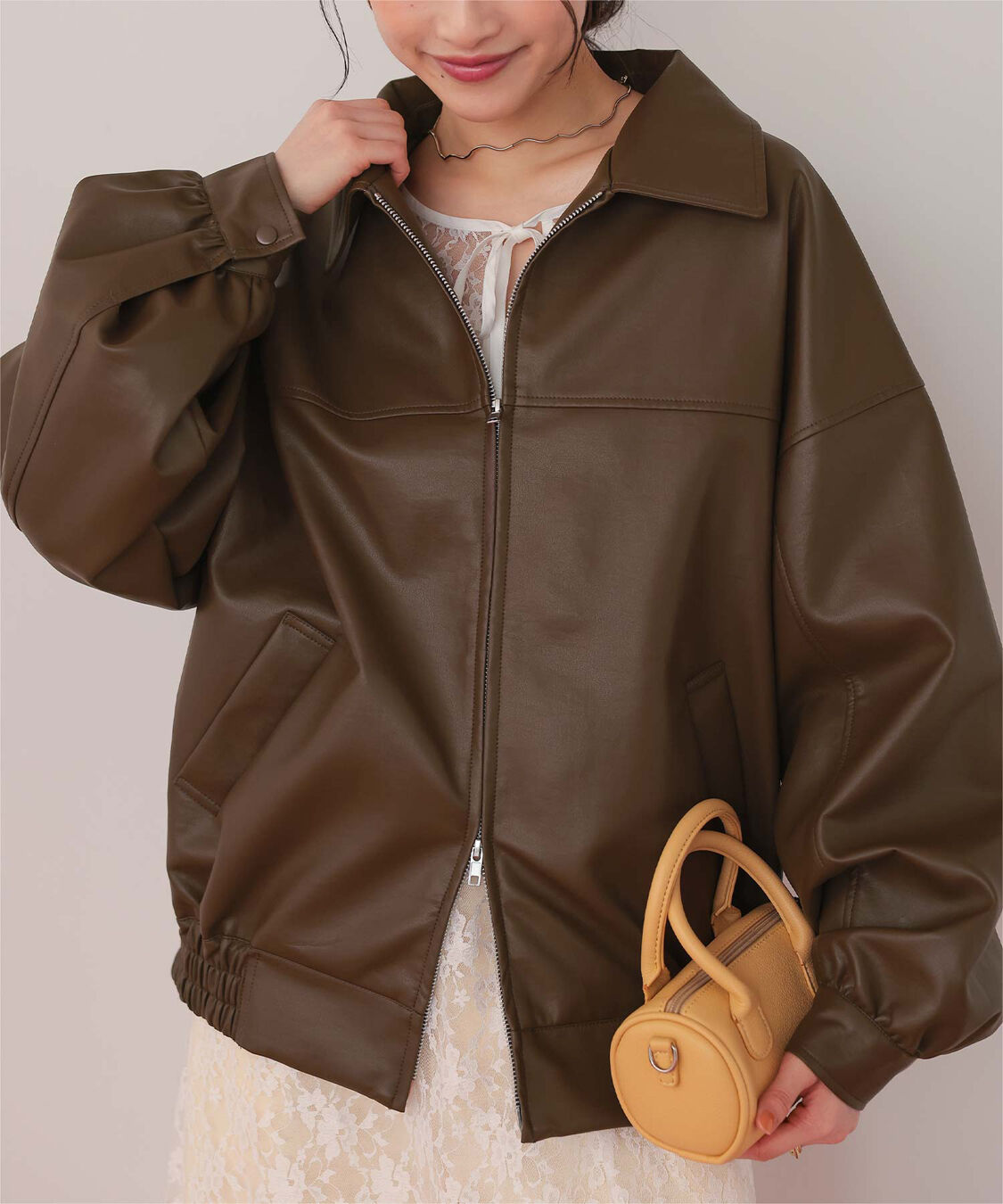 titivate「フェイクレザー/スエードオーバージャケット」|ライダースジャケット|