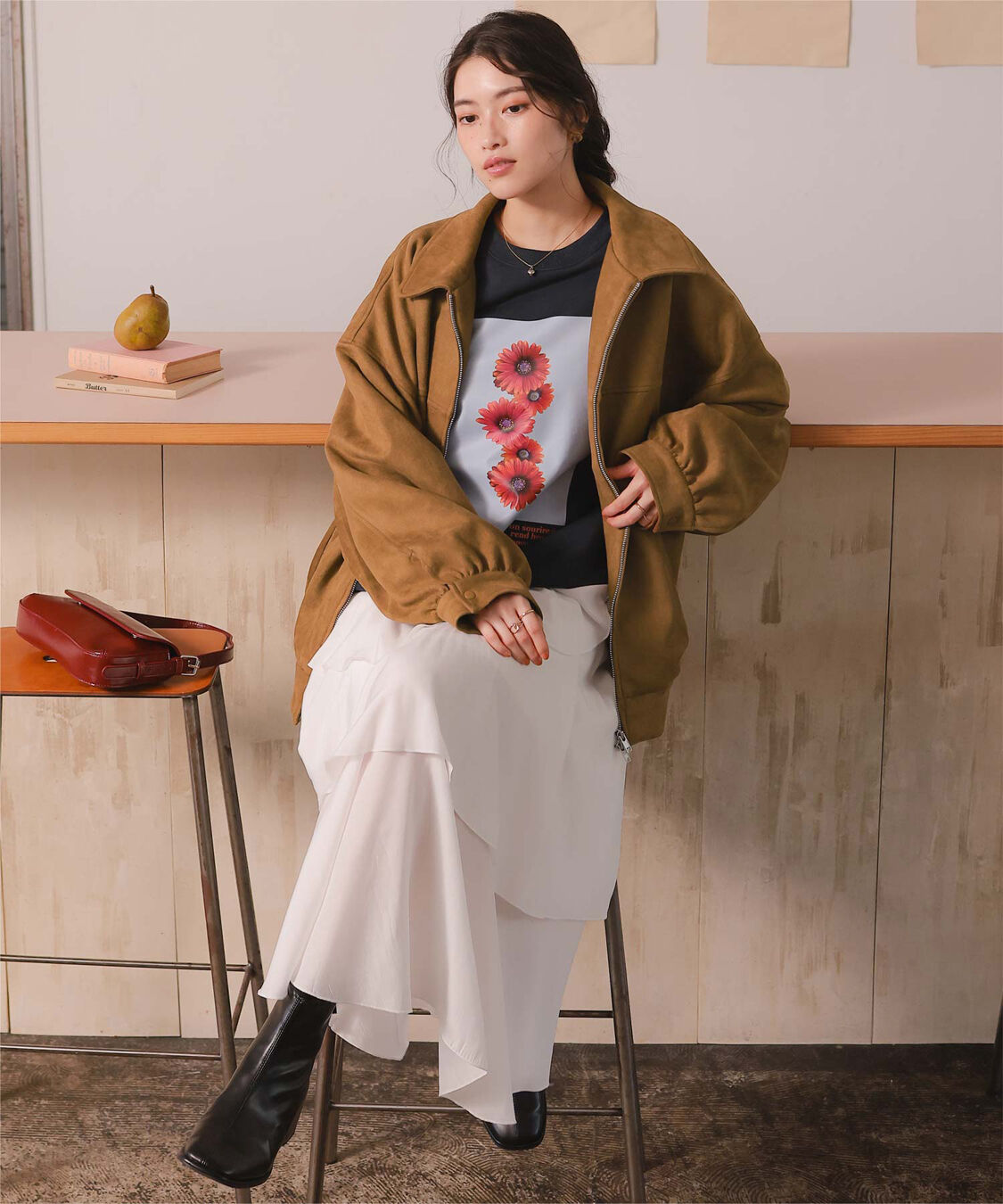 titivate「フェイクレザー/スエードオーバージャケット」|ライダースジャケット|