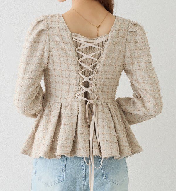  「バックレースアップペプラムブラウス」|シャツ・ブラウス|