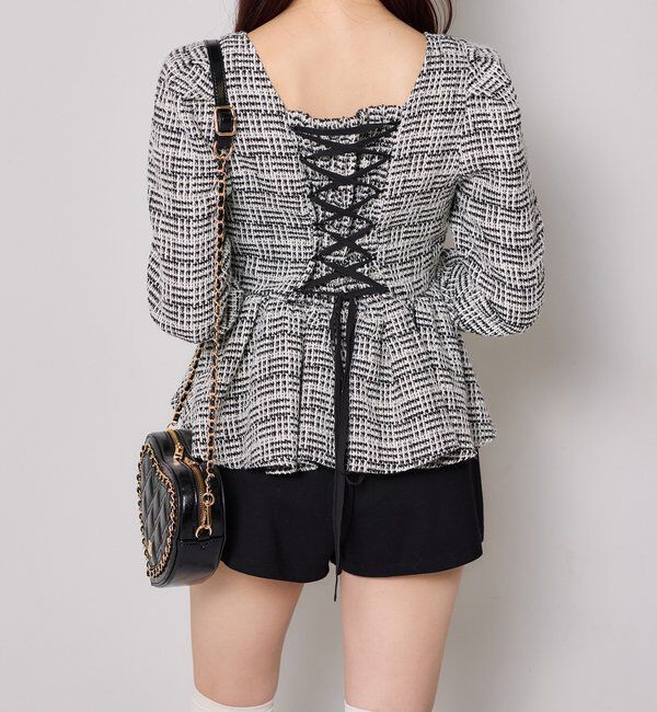  「バックレースアップペプラムブラウス」|シャツ・ブラウス|