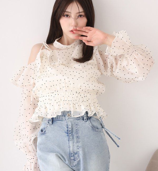  「2WAYワンショルフリルブラウス」|シャツ・ブラウス|ドット