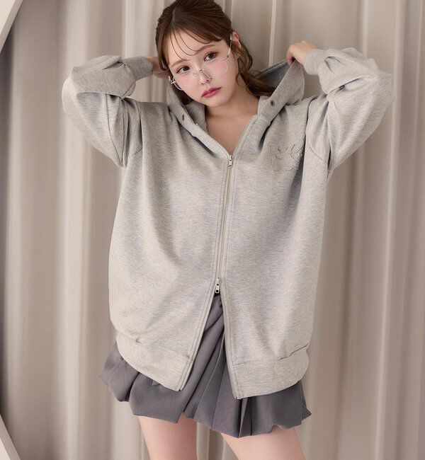  「ロゴグリッターパーカー」|プルオーバー|グレー