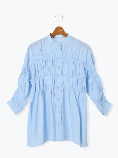 Lugnoncure「シャーリングバンドカラーシャツ」|シャツ・ブラウス|