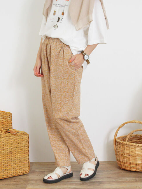 Samansa Mos2「【Lサイズ WEB限定】【クールコットン】柄アソートテーパードパンツ」|その他|オレンジ