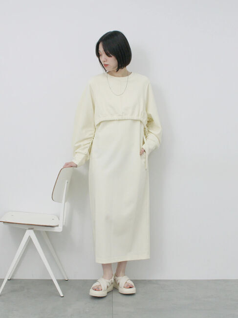 Samansa Mos2 blue「クロップドレイヤードワンピース」|ワンピース|