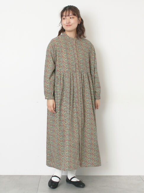 Samansa Mos2「【保温加工】バンドカラーワンピース ≪S/Mサイズ≫」|ワンピース|チャコールグレー