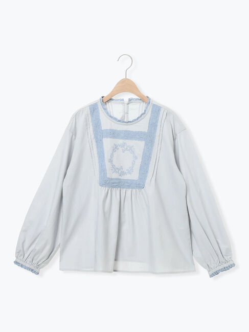 Samansa Mos2「胸元モチーフ刺繍レースブラウス」|シャツ・ブラウス|