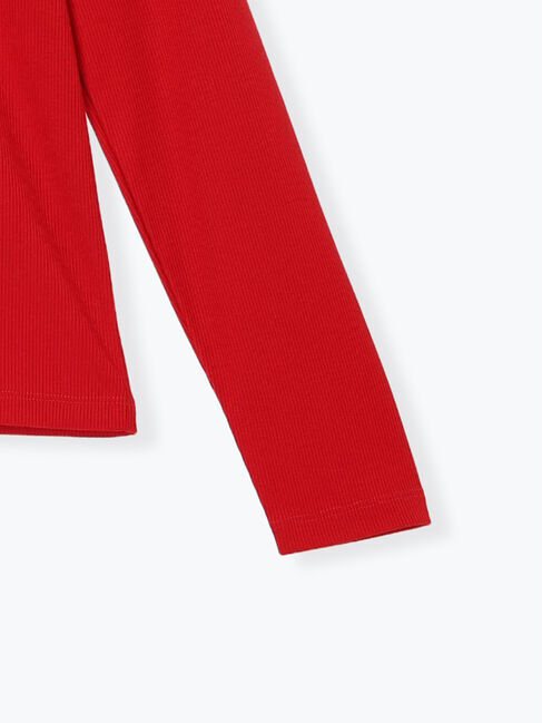 Samansa Mos2 blue「【吸湿発熱】リブフリル衿PO」|Tシャツ・カットソー|