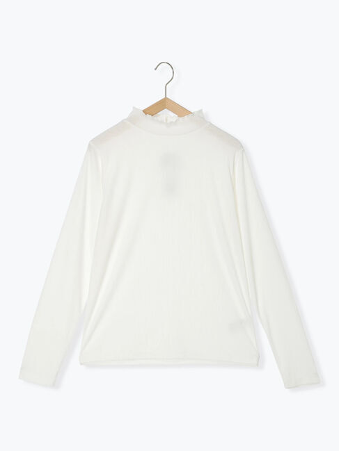 Samansa Mos2 blue「【吸湿発熱】リブフリル衿PO」|Tシャツ・カットソー|