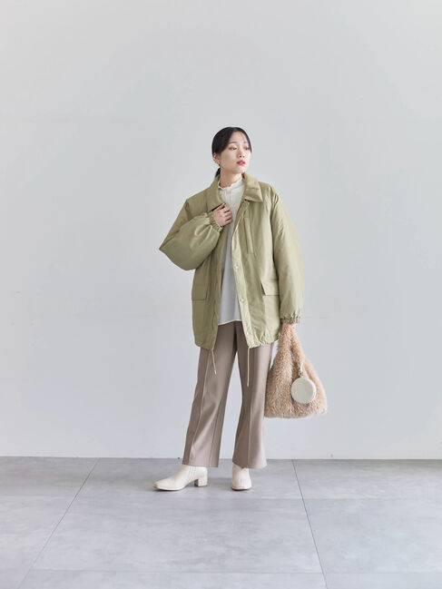 Samansa Mos2 blue「【吸湿発熱】リブフリル衿PO」|Tシャツ・カットソー|