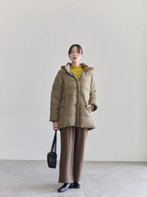 Samansa Mos2 blue「【吸湿発熱】リブフリル衿PO」|Tシャツ・カットソー|