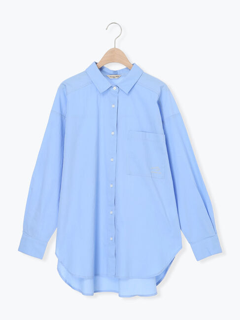 Samansa Mos2「ワンポイント刺繍オーバーシャツ」|シャツ・ブラウス|ブルー