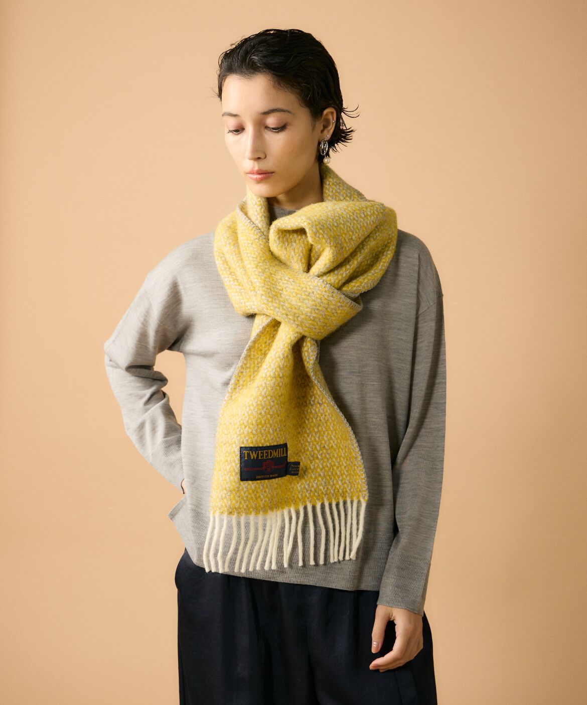 Le Souk「ミックスヤーン フリンジマフラー《TWEED MILL/ツイードミル》」|ストール|