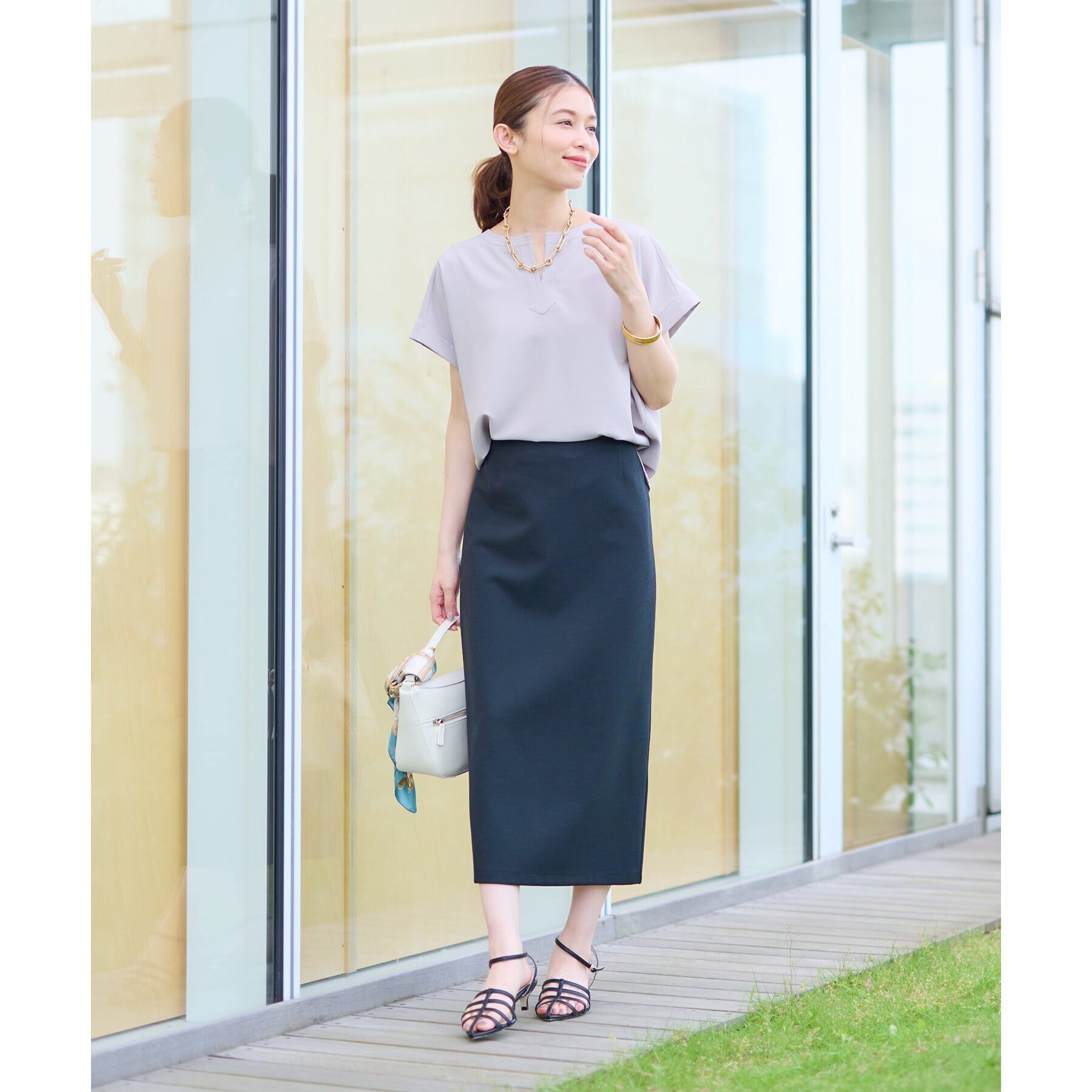 UNTITLED「【清涼感／夏も快適人気セットアップ】リラックスシルエット スキッパーブラウス」|シャツ・ブラウス|