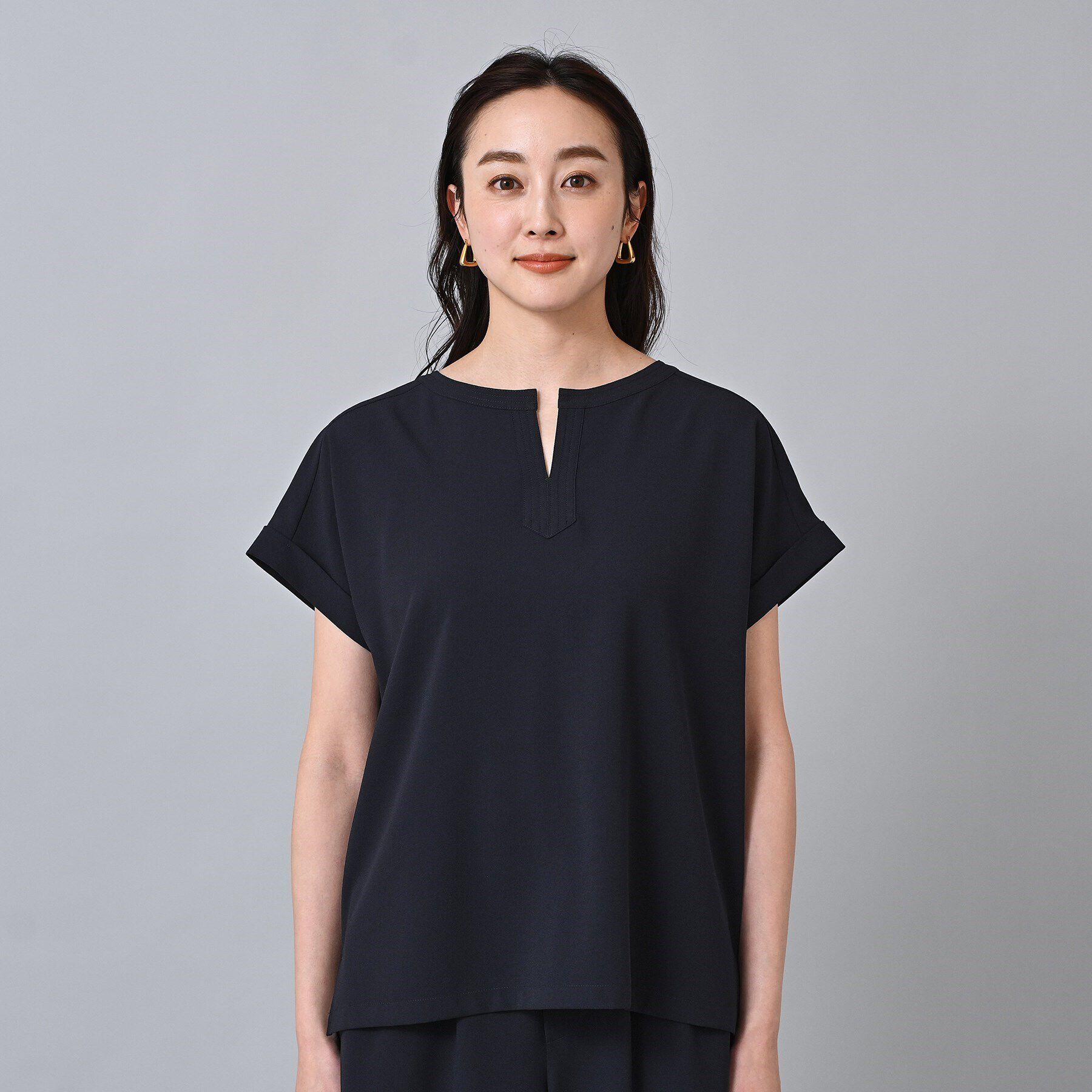 UNTITLED「【清涼感／夏も快適人気セットアップ】リラックスシルエット スキッパーブラウス」|シャツ・ブラウス|