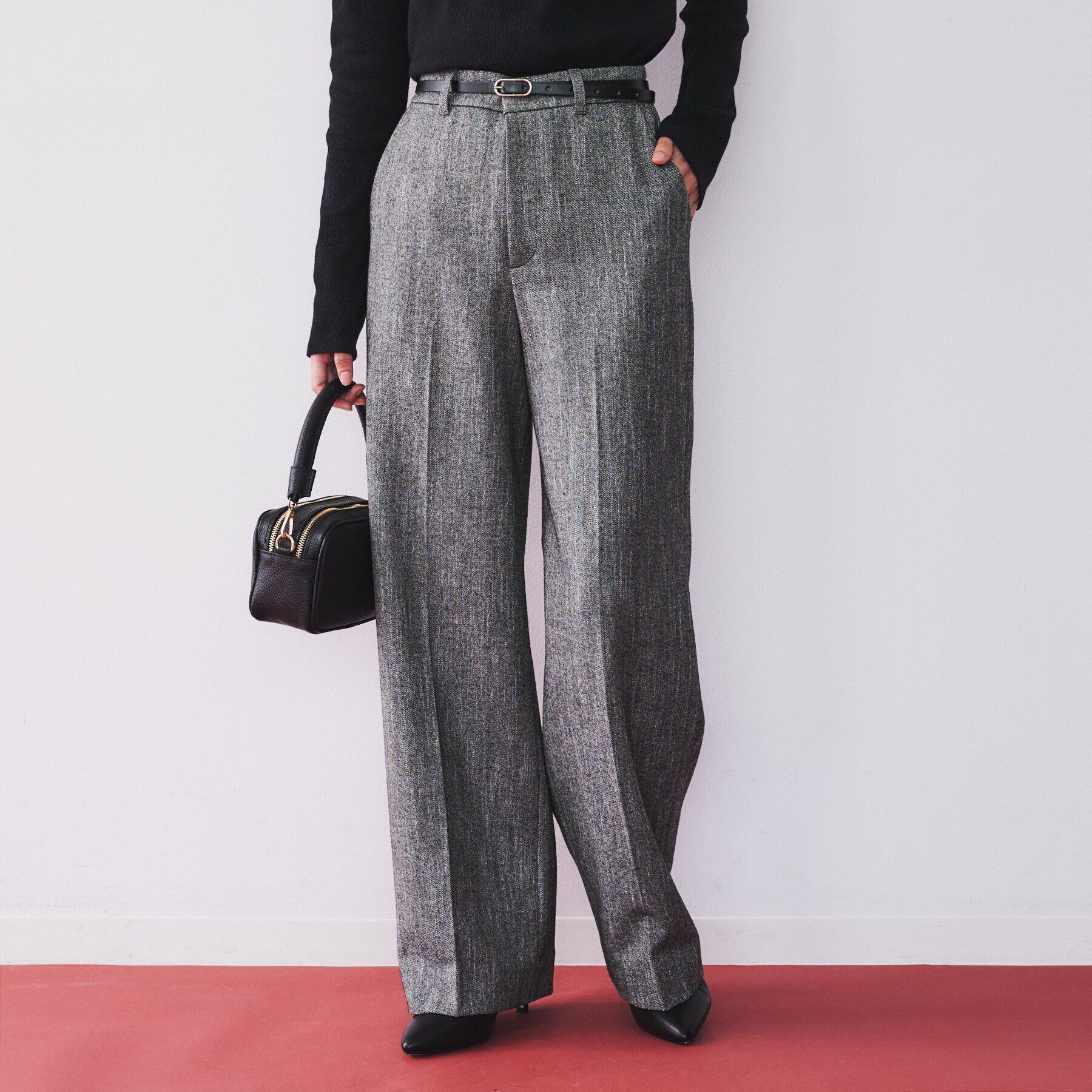 UNTITLED「【セットアップ可能/後ろウエストゴム】ミックスツイード ワイドパンツ」|その他|