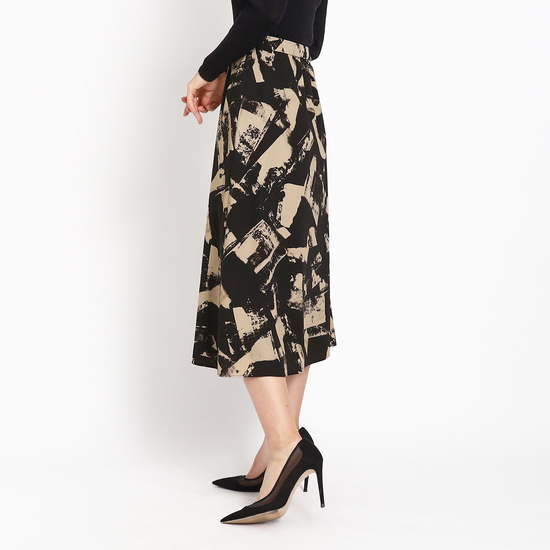 COUP DE CHANCE「【洗える／ウエストゴム入り】幾何柄フレアスカート」|スカート|