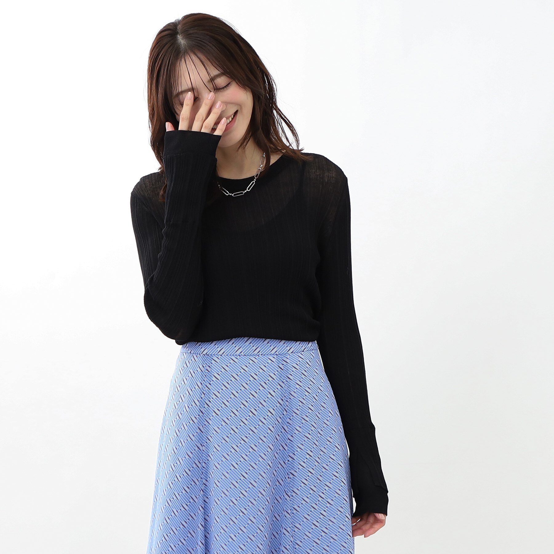 Reflect「【洗える／インナーにもおすすめ】シアーランダムリブニット」|ニット・セーター|