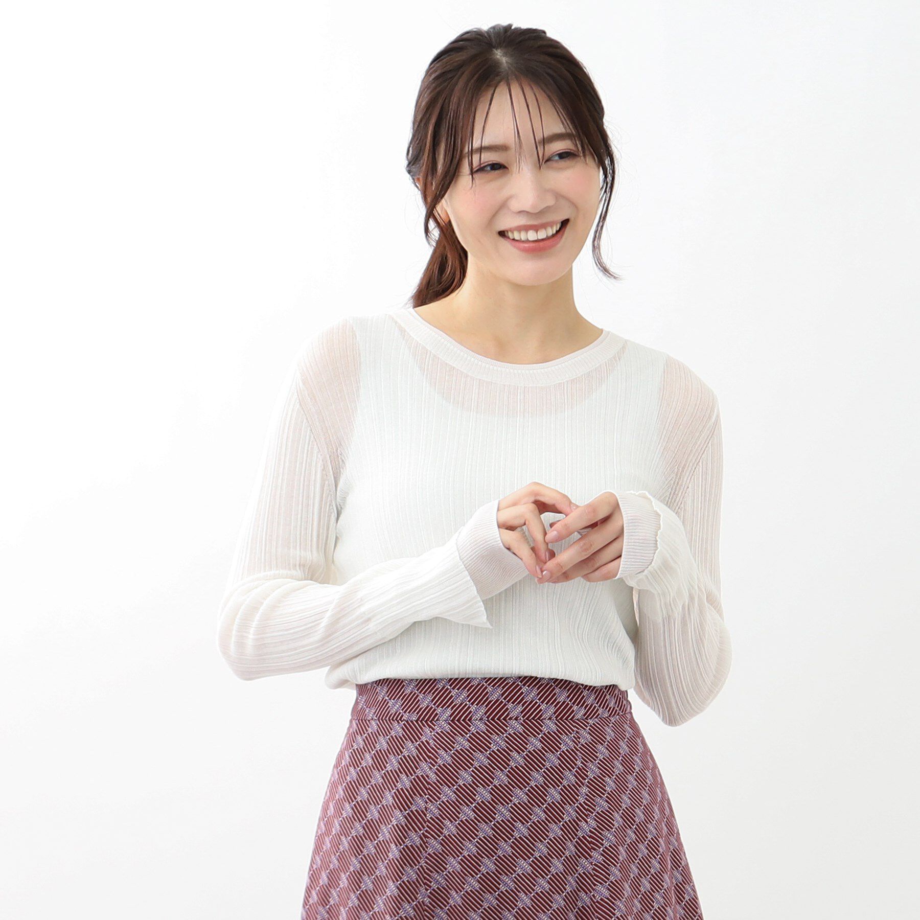 Reflect「【洗える／インナーにもおすすめ】シアーランダムリブニット」|ニット・セーター|