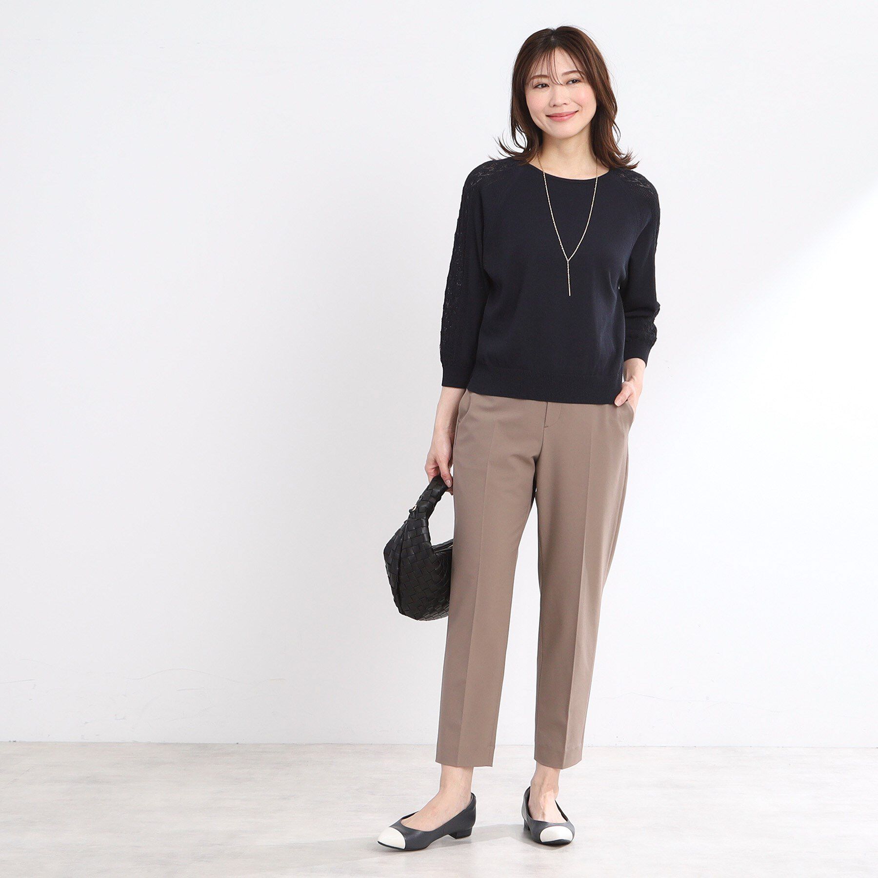 Reflect「【WEB先行カラーあり／手洗い可】透かし柄スリーブニット」|ニット・セーター|