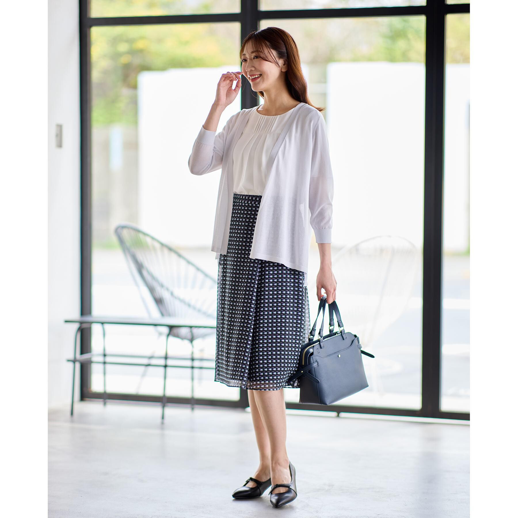 Reflect「【マシンウォッシュ可】横切替ピンタックデザインブラウス」|シャツ・ブラウス|