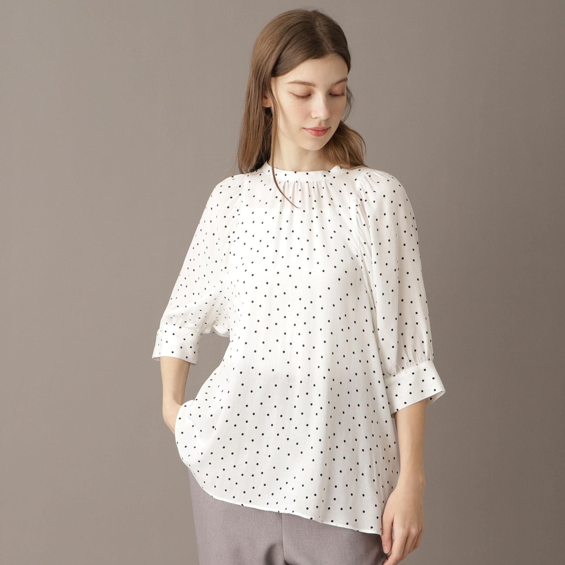 DRESSTERIOR「【洗える/日本製】ドットPTボリュームスリーブブラウス」|シャツ・ブラウス|