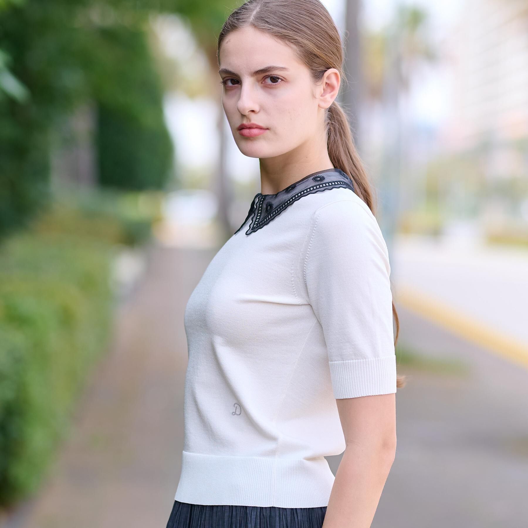 DRESSTERIOR「【洗える／2WAY】エンブロイダリーカラーニット」|ニット・セーター|