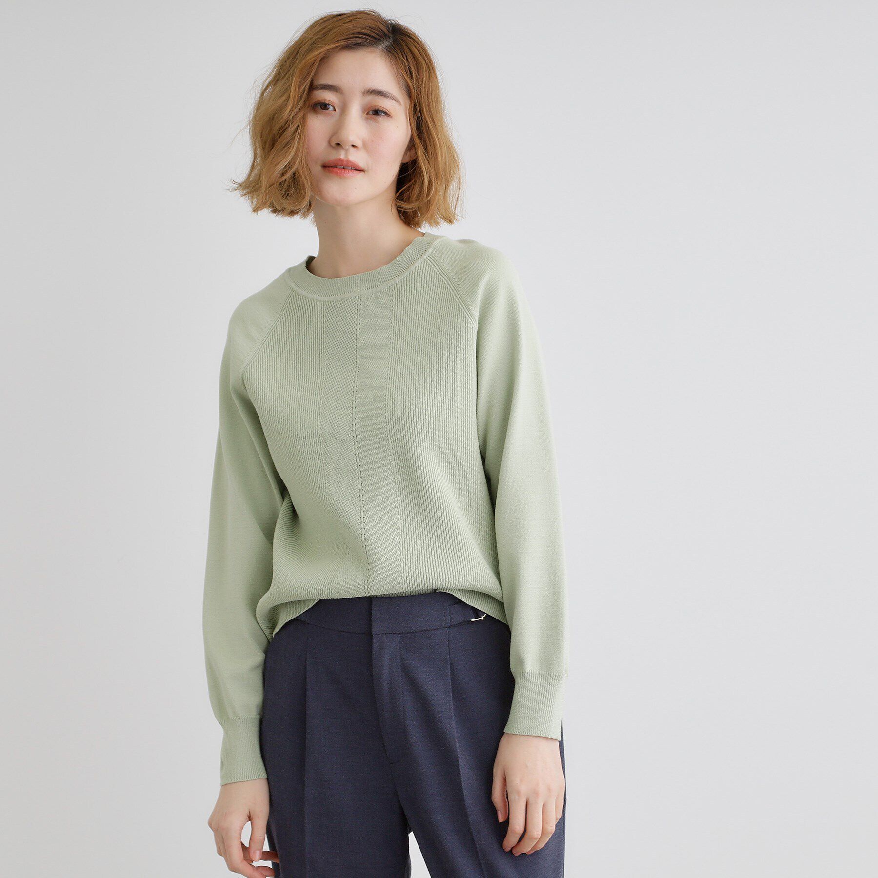 grove「畦編みクルーネックニット」|ニット・セーター|