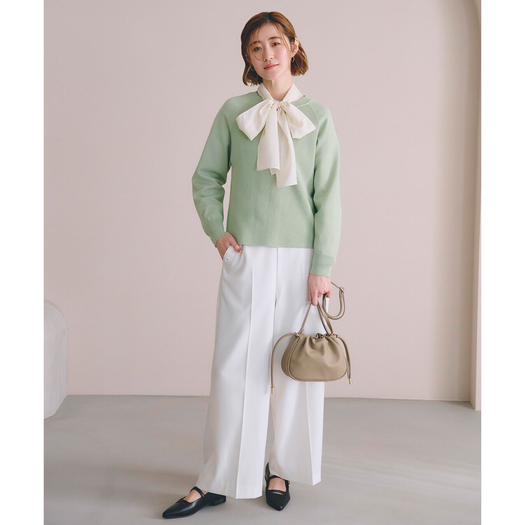 grove「畦編みクルーネックニット」|ニット・セーター|