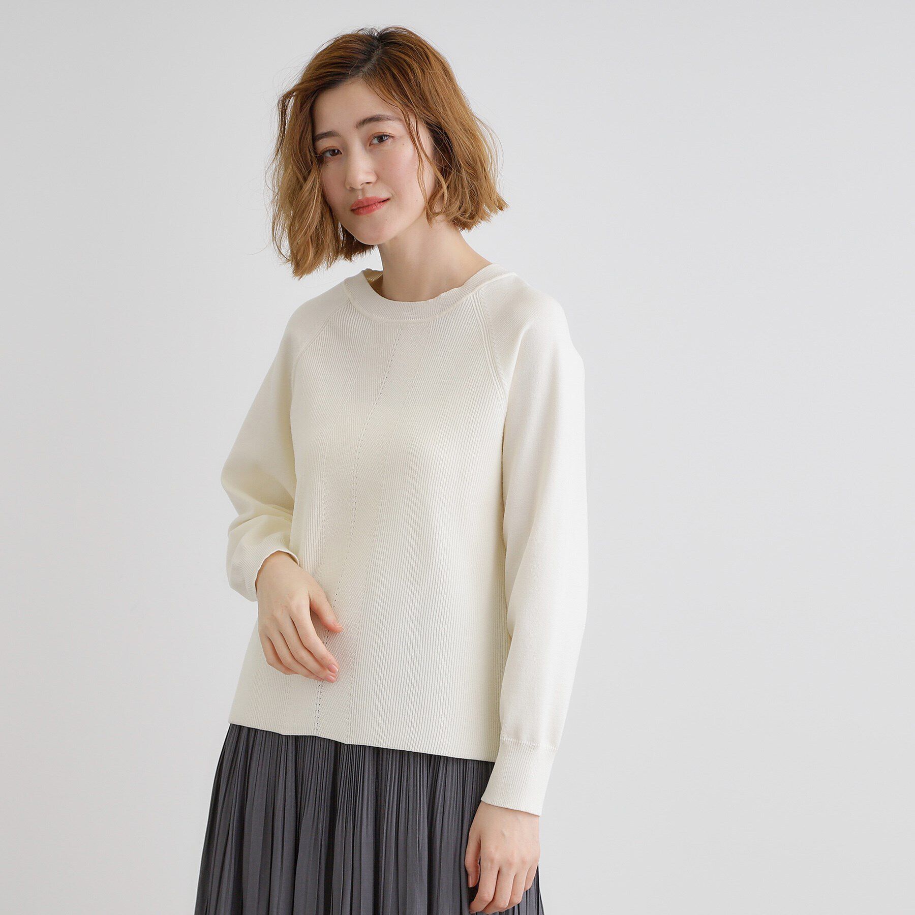 grove「畦編みクルーネックニット」|ニット・セーター|