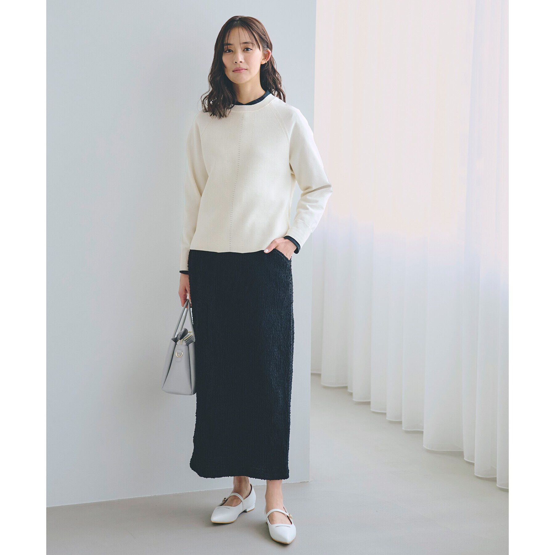 grove「畦編みクルーネックニット」|ニット・セーター|