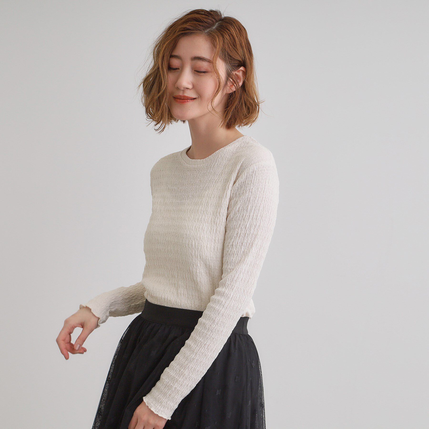 grove「シャーリング風ジャカードクルーネックプルオーバー」|Tシャツ・カットソー|