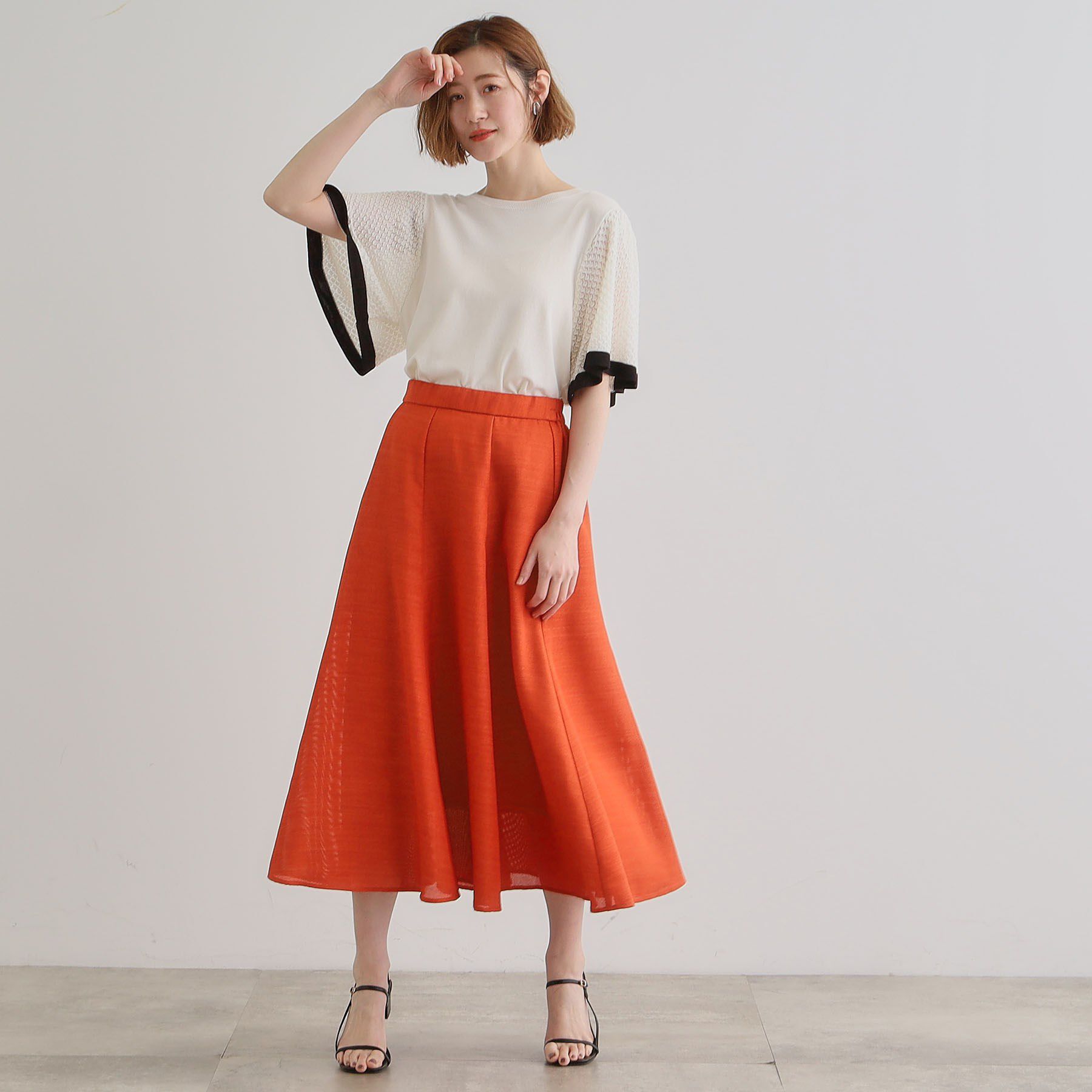 grove「袖透かし編みフレアースリーブニット」|ニット・セーター|