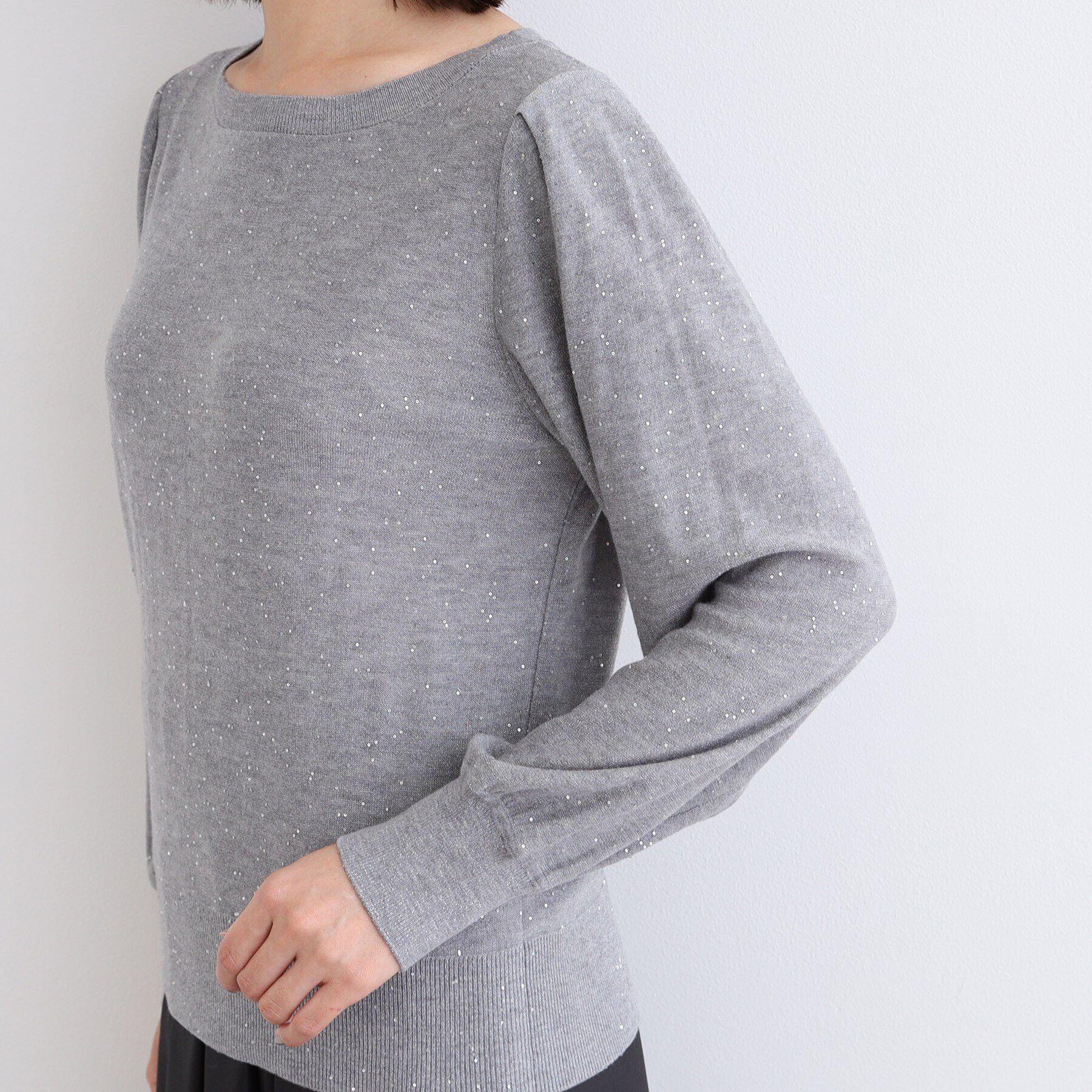 INDIVI「【洗える／スパンコール】パフスリーブニット」|ニット・セーター|