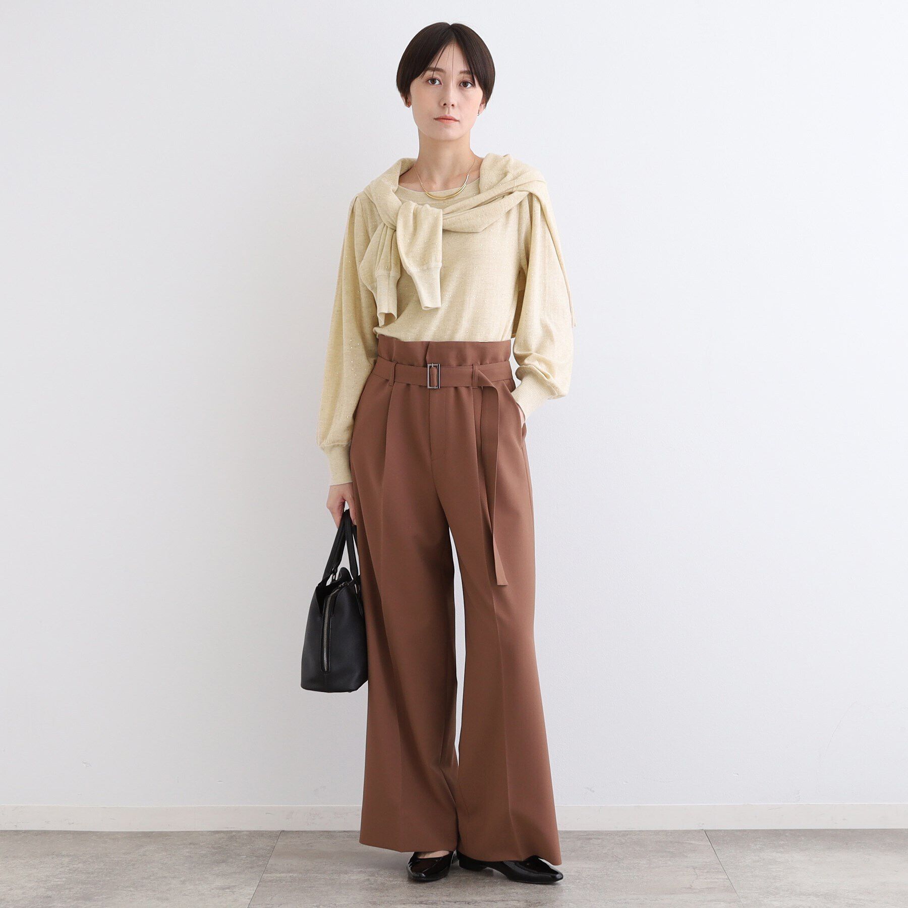 INDIVI「【洗える／スパンコール】パフスリーブニット」|ニット・セーター|