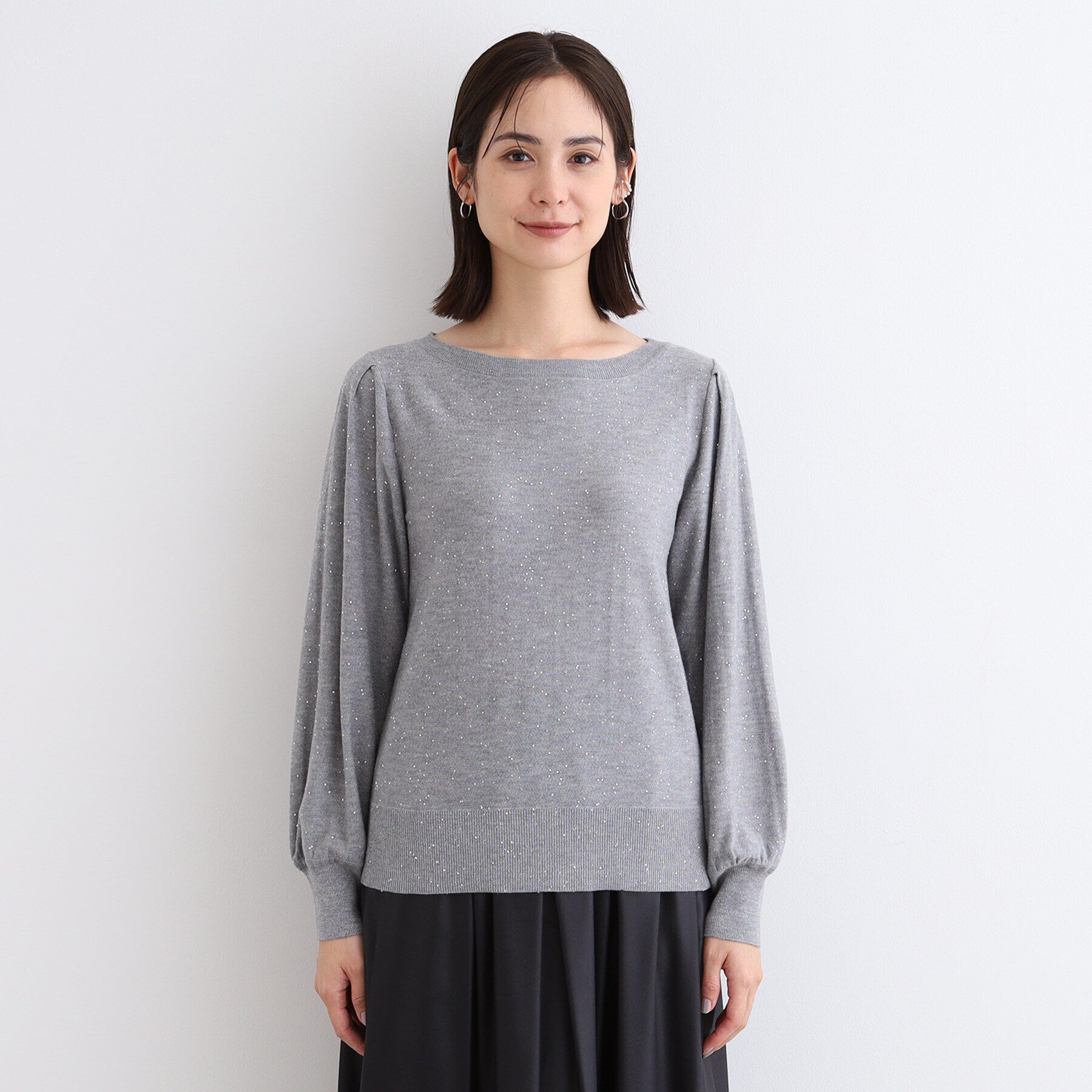 INDIVI「【洗える／スパンコール】パフスリーブニット」|ニット・セーター|