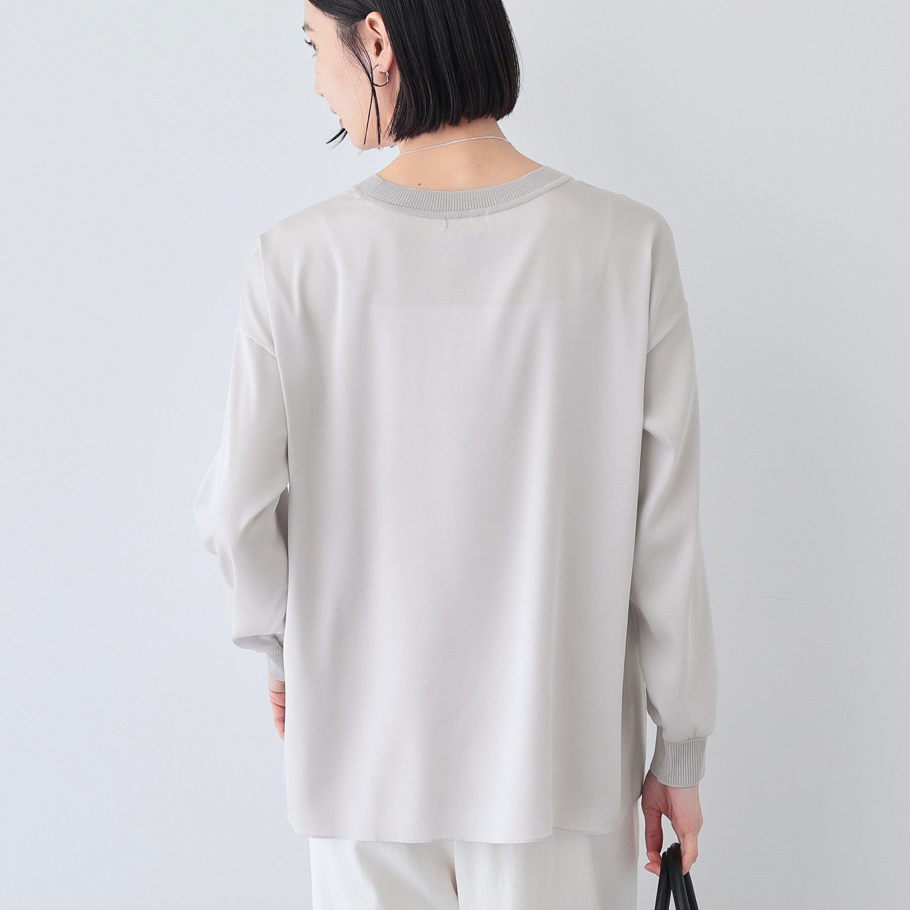 INDIVI「【洗える】異素材ドッキングトップス」|Tシャツ・カットソー|