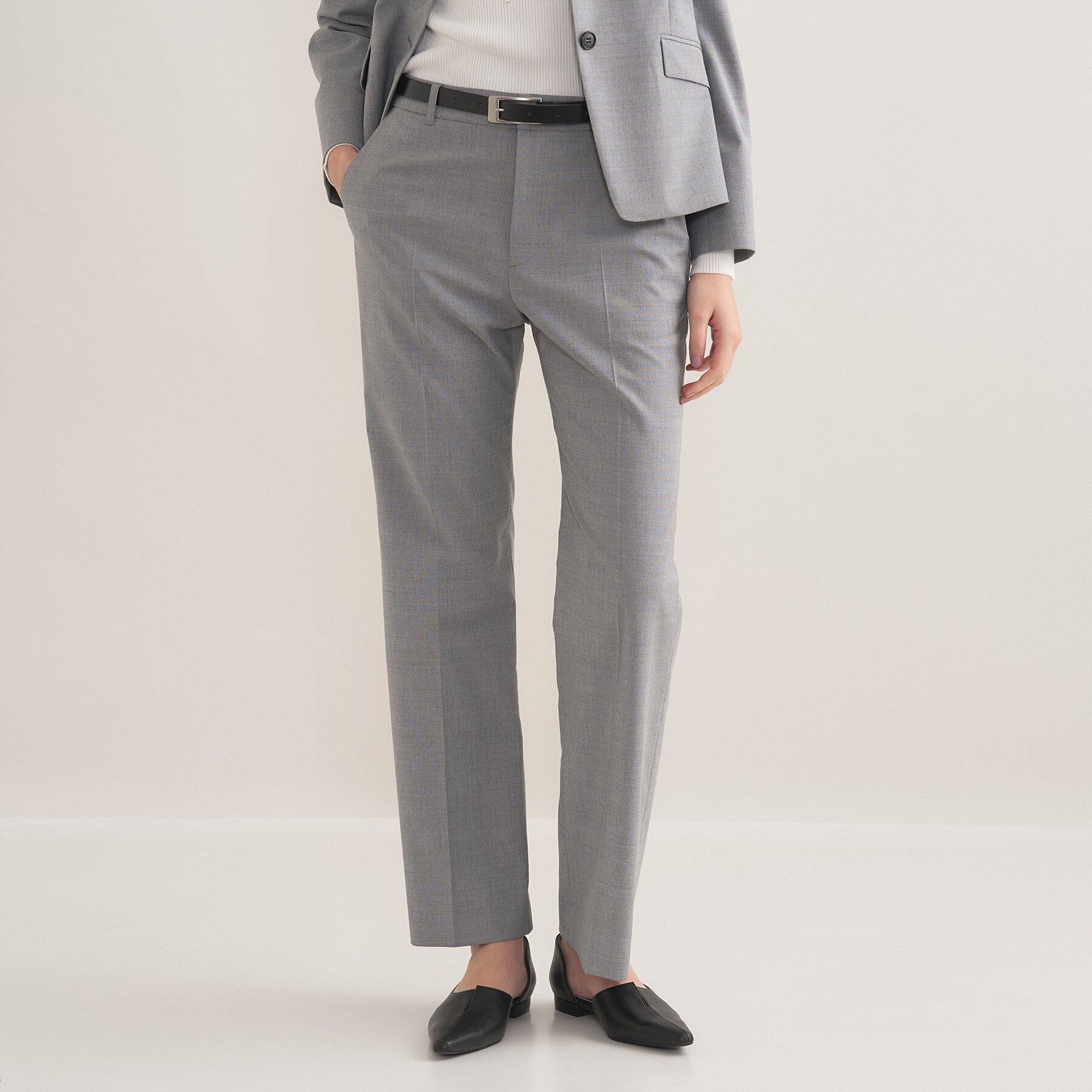 INDIVI「【ウール混／スーツ】ストレートパンツ」|スーツ|グレー(912)