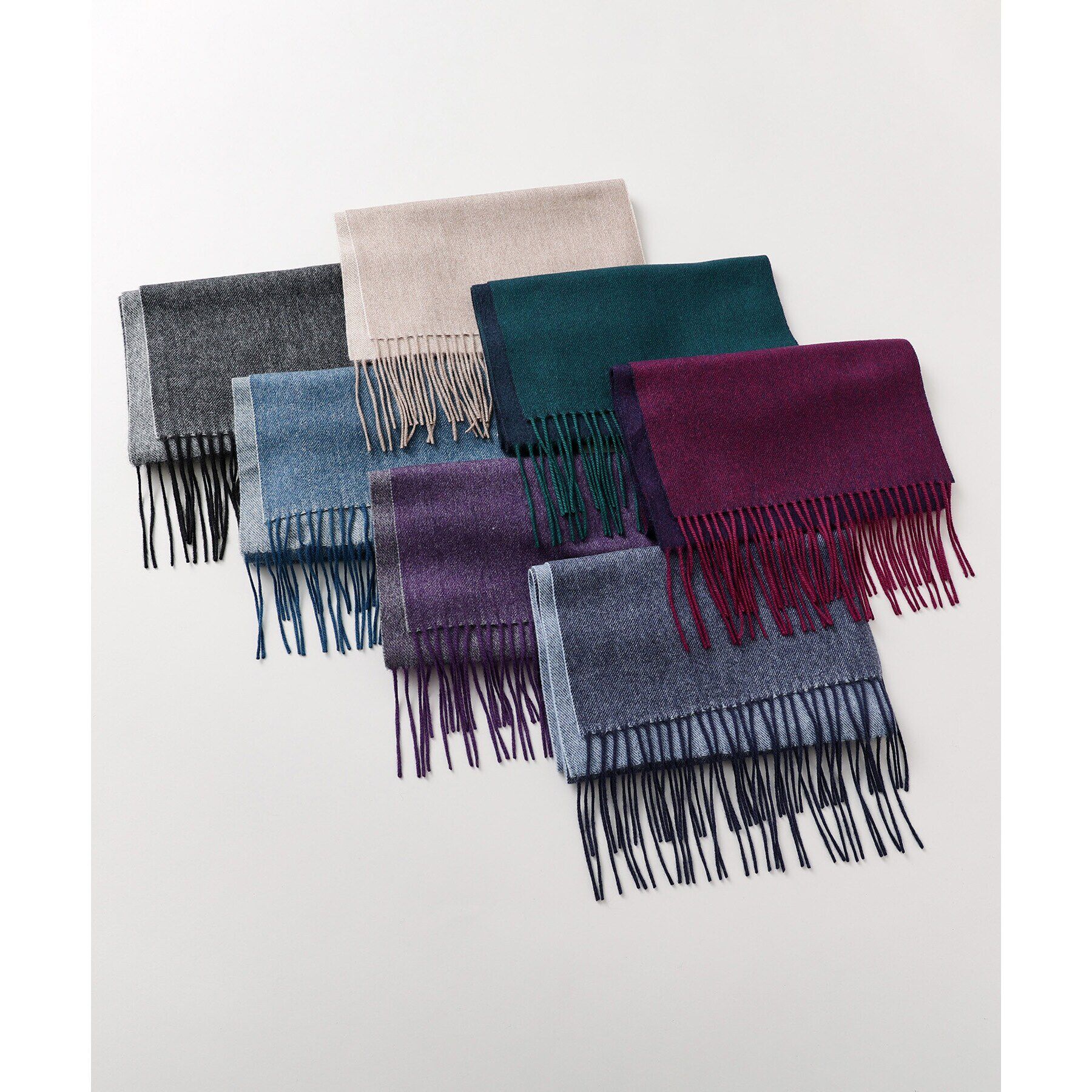 TAKEO KIKUCHI「【カシミヤ100％】無地リバー 配色カシミヤマフラー」|ストール|