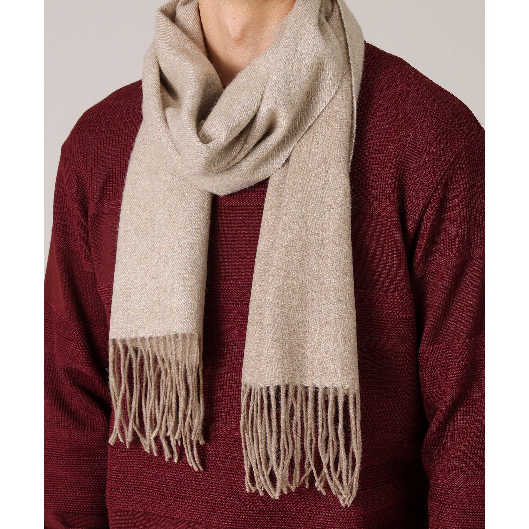 TAKEO KIKUCHI「【カシミヤ100％】無地リバー 配色カシミヤマフラー」|ストール|