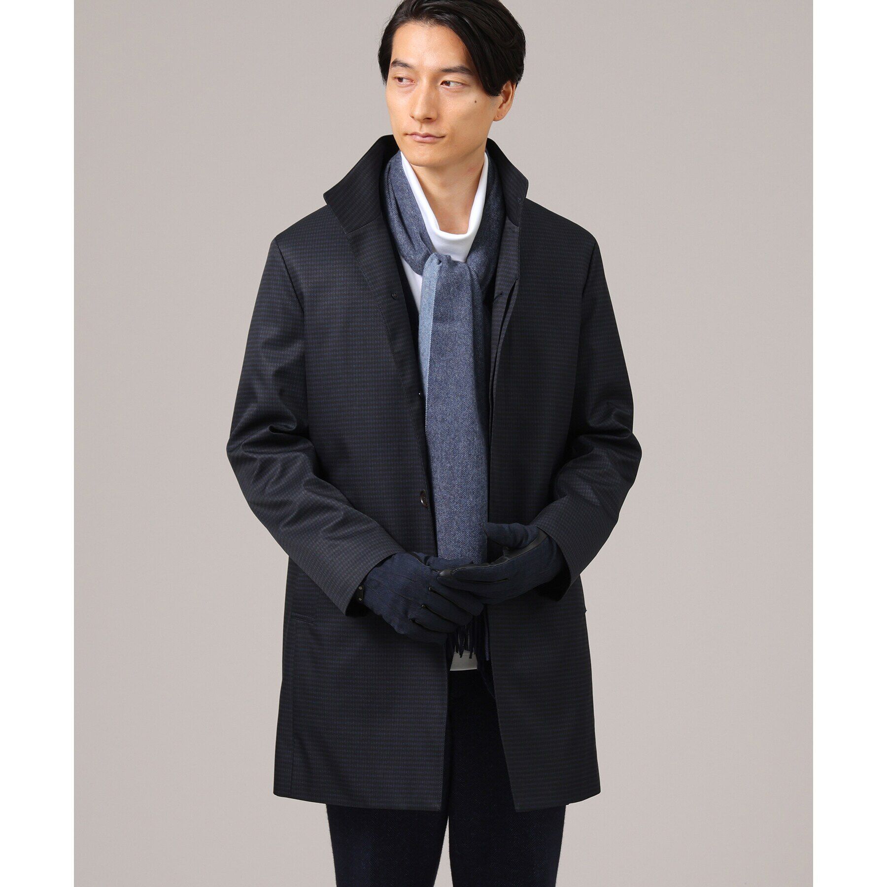 TAKEO KIKUCHI「【カシミヤ100％】無地リバー 配色カシミヤマフラー」|ストール|